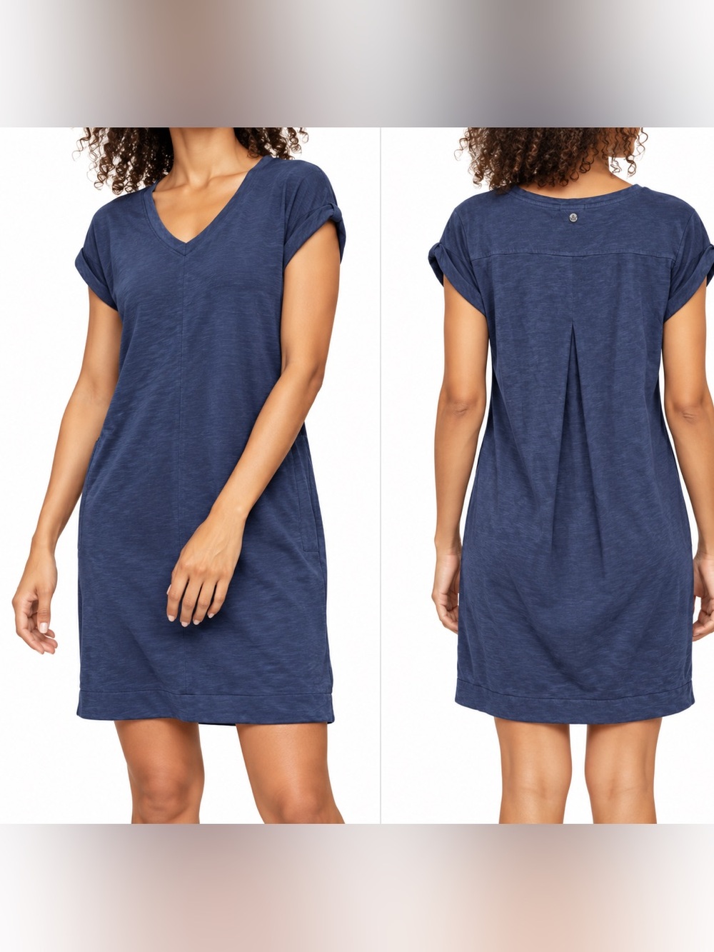 prAna Taxco Dress Navy Blue Organic Cotton Sz L